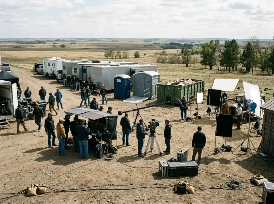 Porta Potty — Film Production Set — Porta Potty, Handicap Accessible Restroom, Roll-off Dumpster, Film Production Set, Toile…