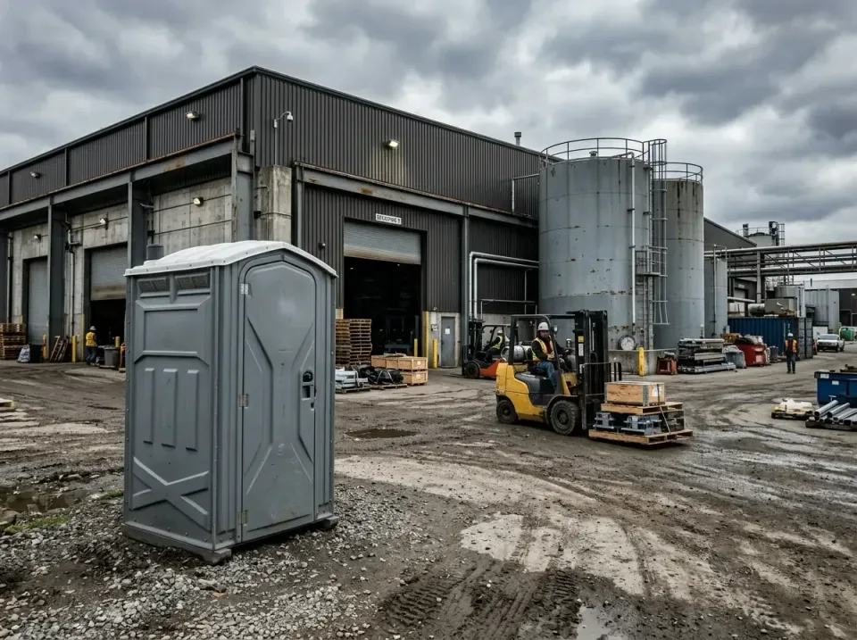 Porta Potty — Industrial Site — Porta Potty, Forklift, Industrial Building, Industrial Site, Toilet and Dumpster Rentals