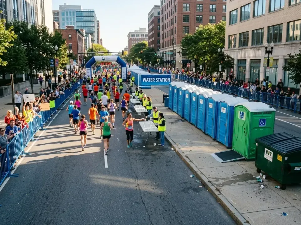Porta Potty — Marathon Event — Porta Potty, Roll-off Dumpster, Water Station Table, Marathon Event, Toilet and Dumpster Rent…