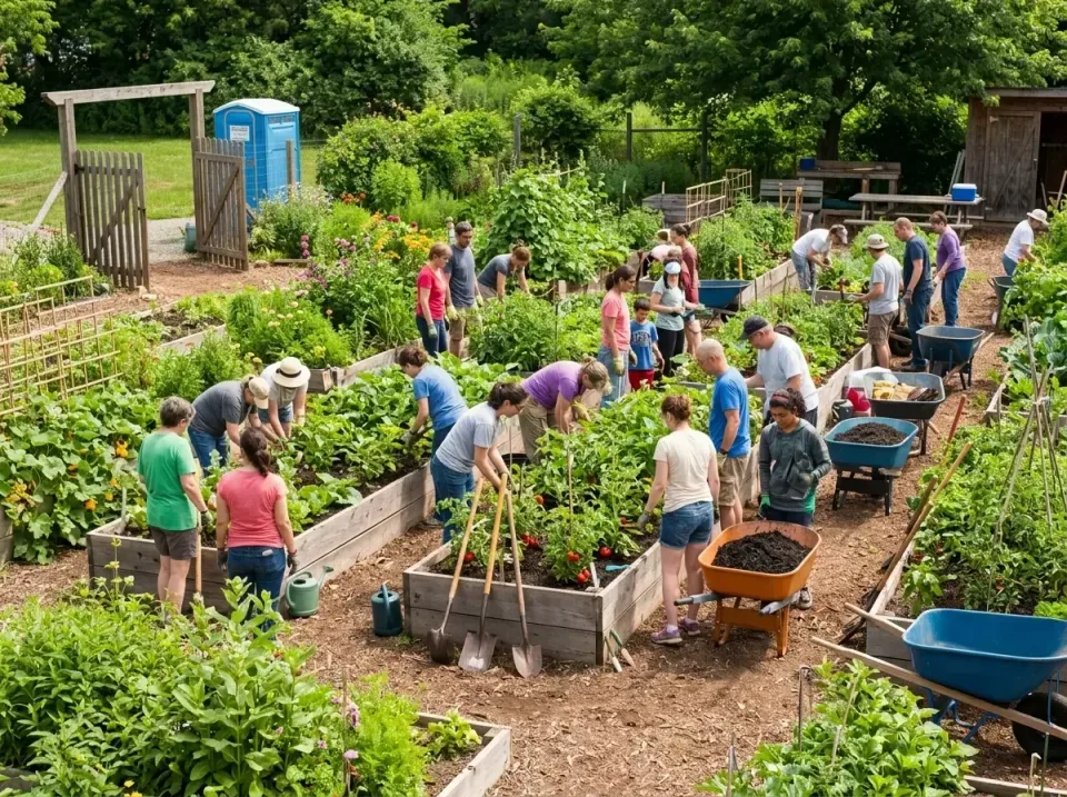 Porta Potty — Community Garden — Porta Potty, Wheelbarrow, Raised Garden Bed, Community Garden, Toilet and Dumpster Rentals