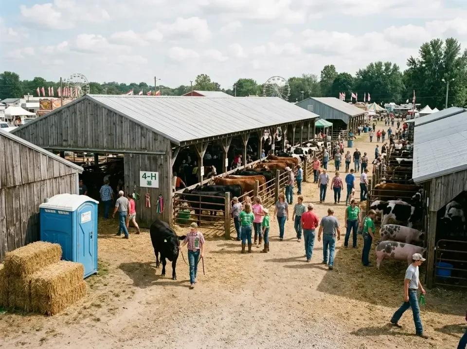 Porta Potty — County Fair Porta Potty — County Fair — Porta Potty, Hay Bales, Livestock Barn, County Fair, Toilet and Dumpster Rentals