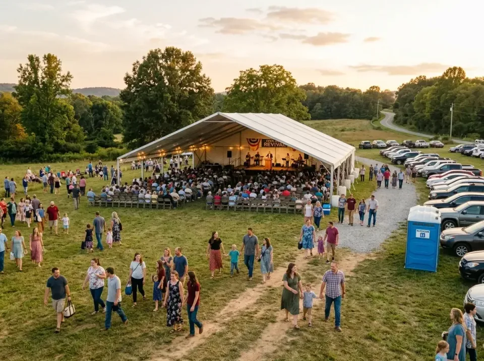 Porta Potty — Outdoor Event — Porta Potty, Large Event Tent, Folding Chairs, Outdoor Event, Toilet and Dumpster Ren… — view 2