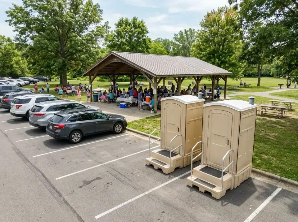 Portable Toilets — Outdoor Event — Portable Toilets, Park Pavilion, Passenger Vehicles, Outdoor Event, Toilet and Dumpster R…