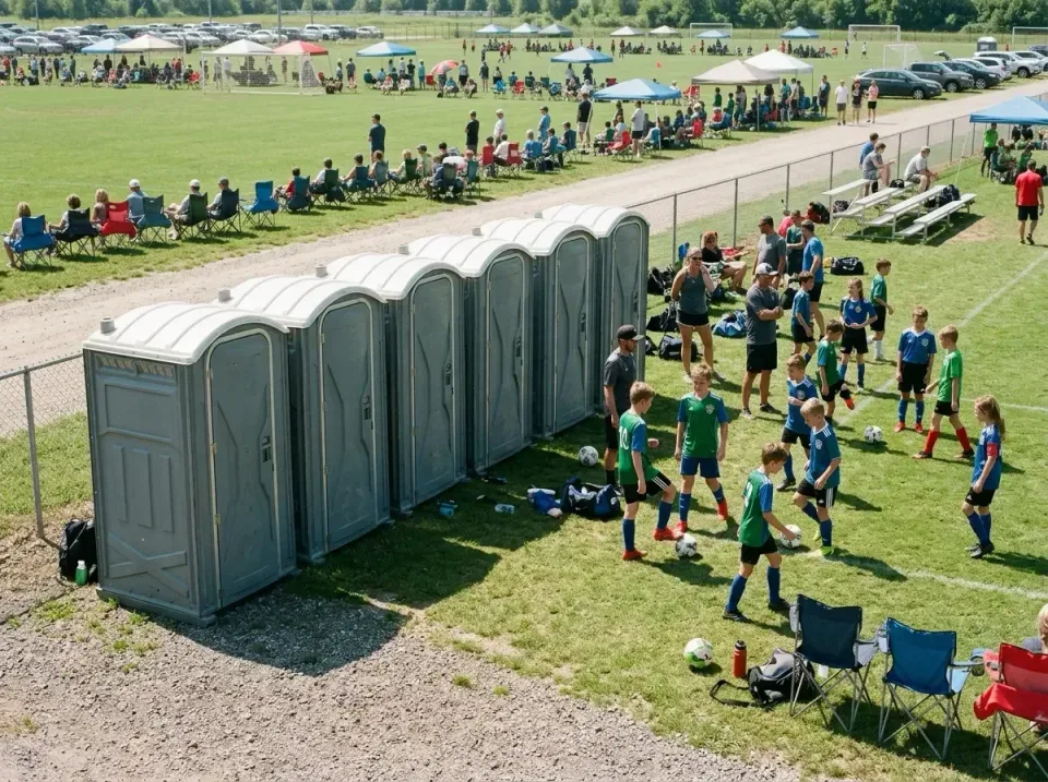 Portable Toilets — Outdoor Event — Portable Toilets, Soccer Balls, Folding Chairs, Outdoor Event, Toilet and Dumpster Rentals