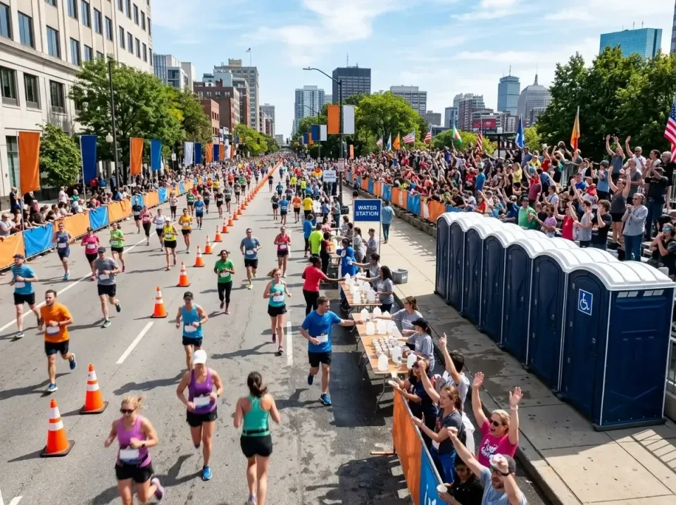 Portable Toilets — Marathon Event — Portable Toilets, Water Station Tables, Traffic Cones, Marathon Event, Toilet and Dumpst…