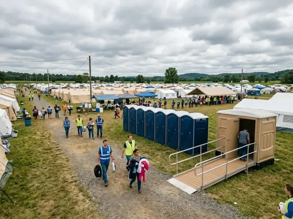 Portable Toilets — Disaster Relief Camp — Portable Toilets, Ada Accessible Restroom Trailer, Tents, Disaster Relief Camp, To…