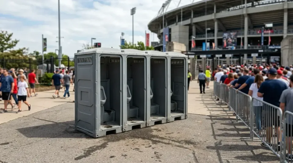 Portable Urinal Station — Outdoor Event — Portable Urinal Station, Wall-mounted Urinals, Metal Crowd Control Barricades, Out…