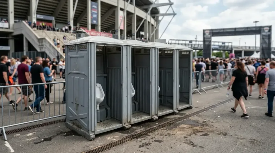 Portable Urinal Station — Outdoor Event — Portable Urinal Station, Stadium, Crowd Of People, Outdoor Event, Toilet and Dumps…