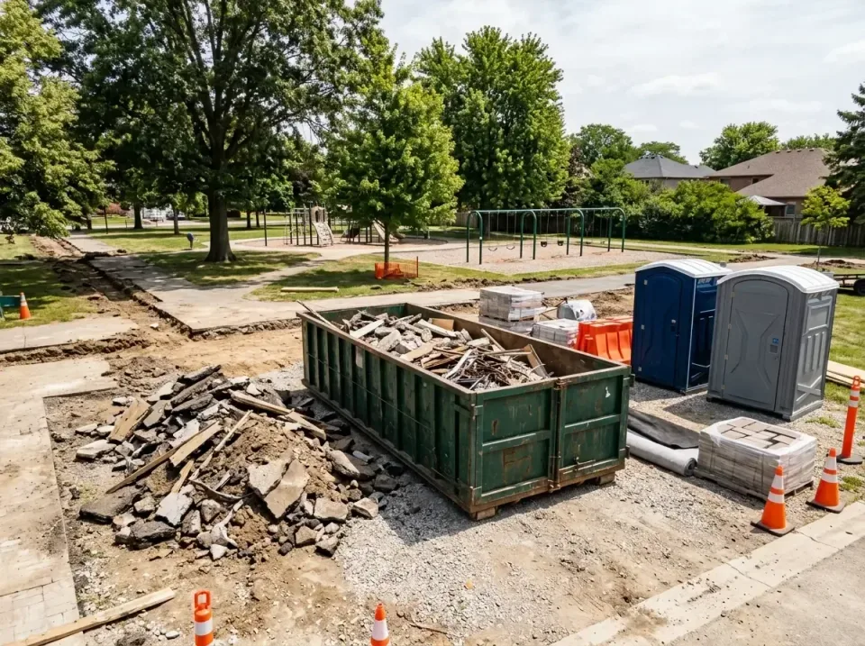 Roll-off Dumpster — Park Renovation — Roll-off Dumpster, Porta Potty, Portable Restroom, Park Renovation, Toilet and Dumpste…